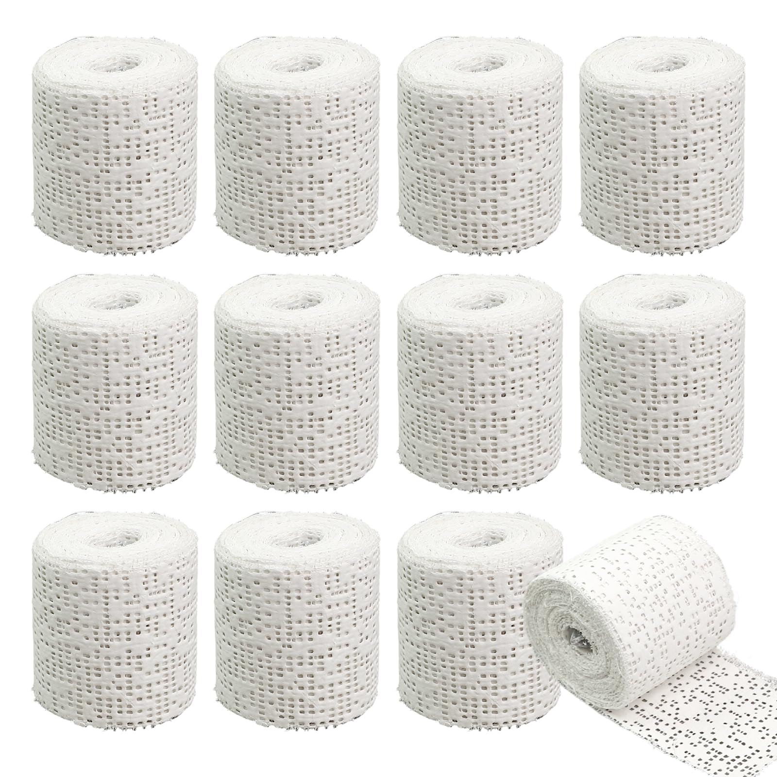 12 Rolls of Plaster Bandages 5 x 270 cm/1.97” x 106.3”, Plaster Bandage for Modelling Moulds, Art Craft, Baby Bump Cast, Quick-Drying & Skin Friendly (White)