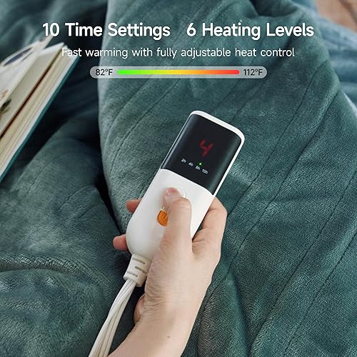 Miniatura 10 de GOTCOZY - Manta térmica eléctrica de 50 x 60 pulgadas, felpa suave y sedosa, con 4 niveles de calefacción y apagado automático de 3 horas,
