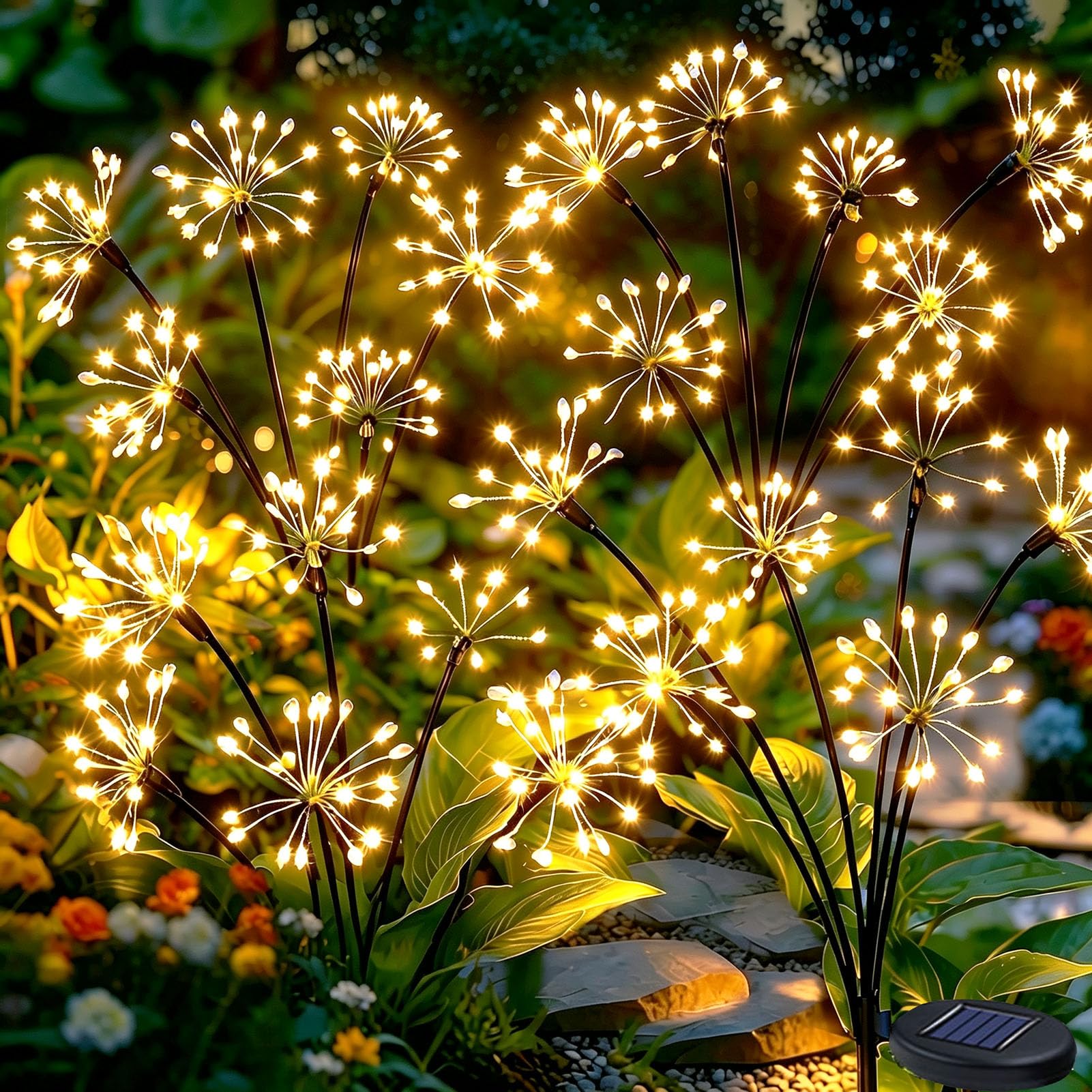 yowin Lampe Solaire Exterieur Jardin 4 Pièces LED Feu d'artifice Solaire