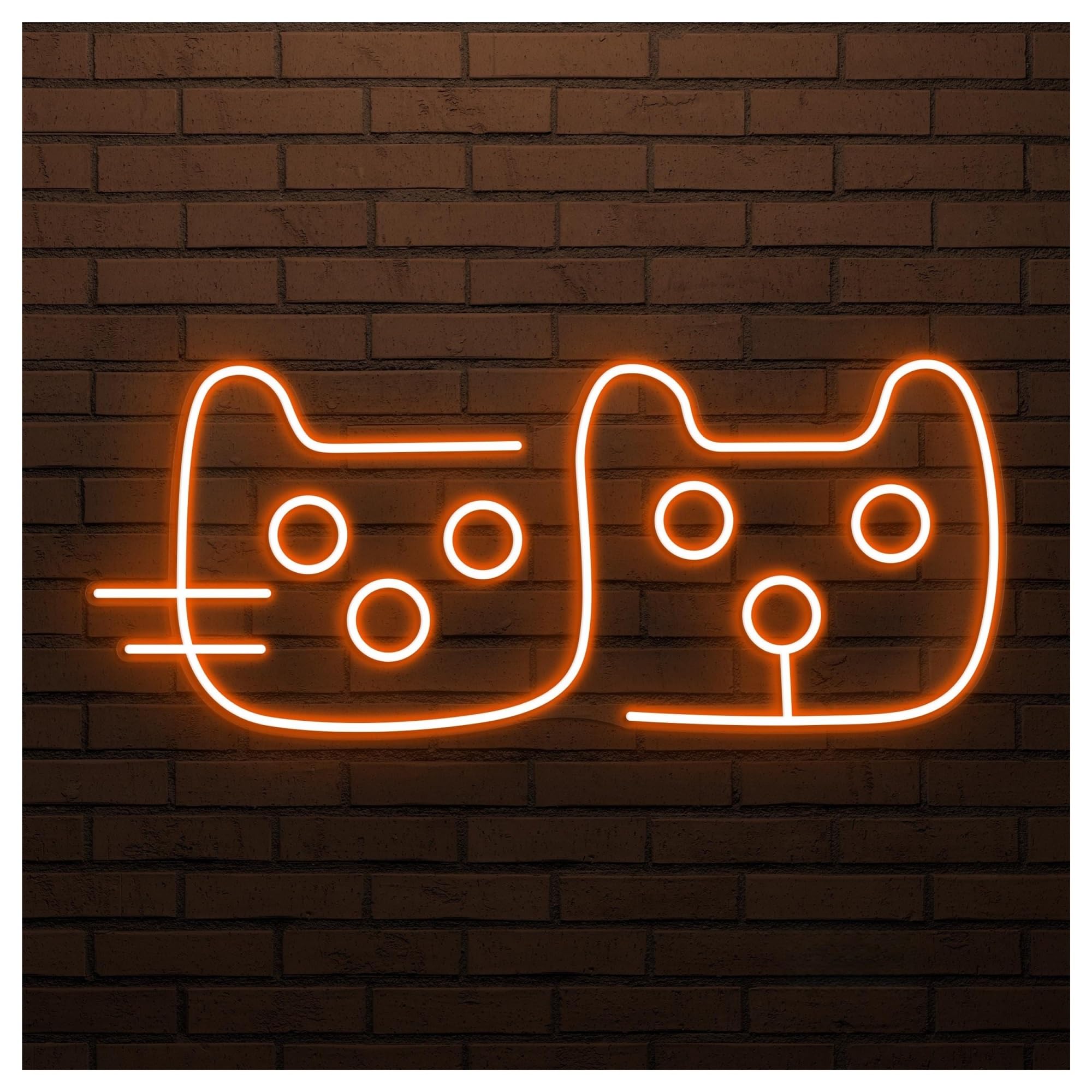 RONGCH Hanging Art Signs Double Cat Neon Sign, Suitable for Cafe Animal Shop Decor with Brightness Adjustable 45cm(Orange)