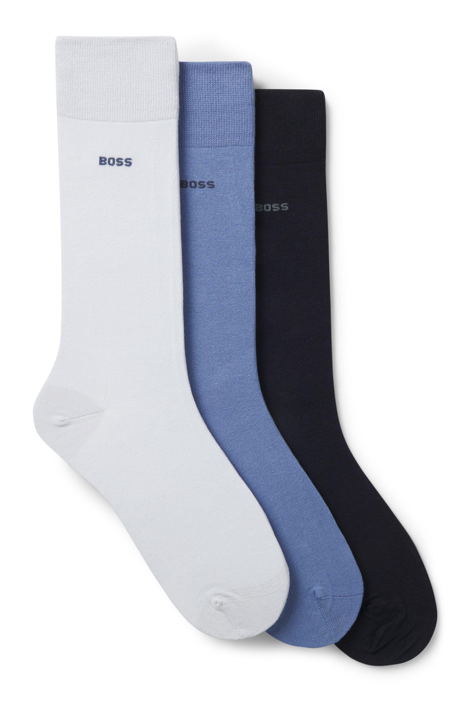 BOSS Herren 3P RS Uni CC Dreierpack mittelhohe Socken aus Stretch-Gewebe
