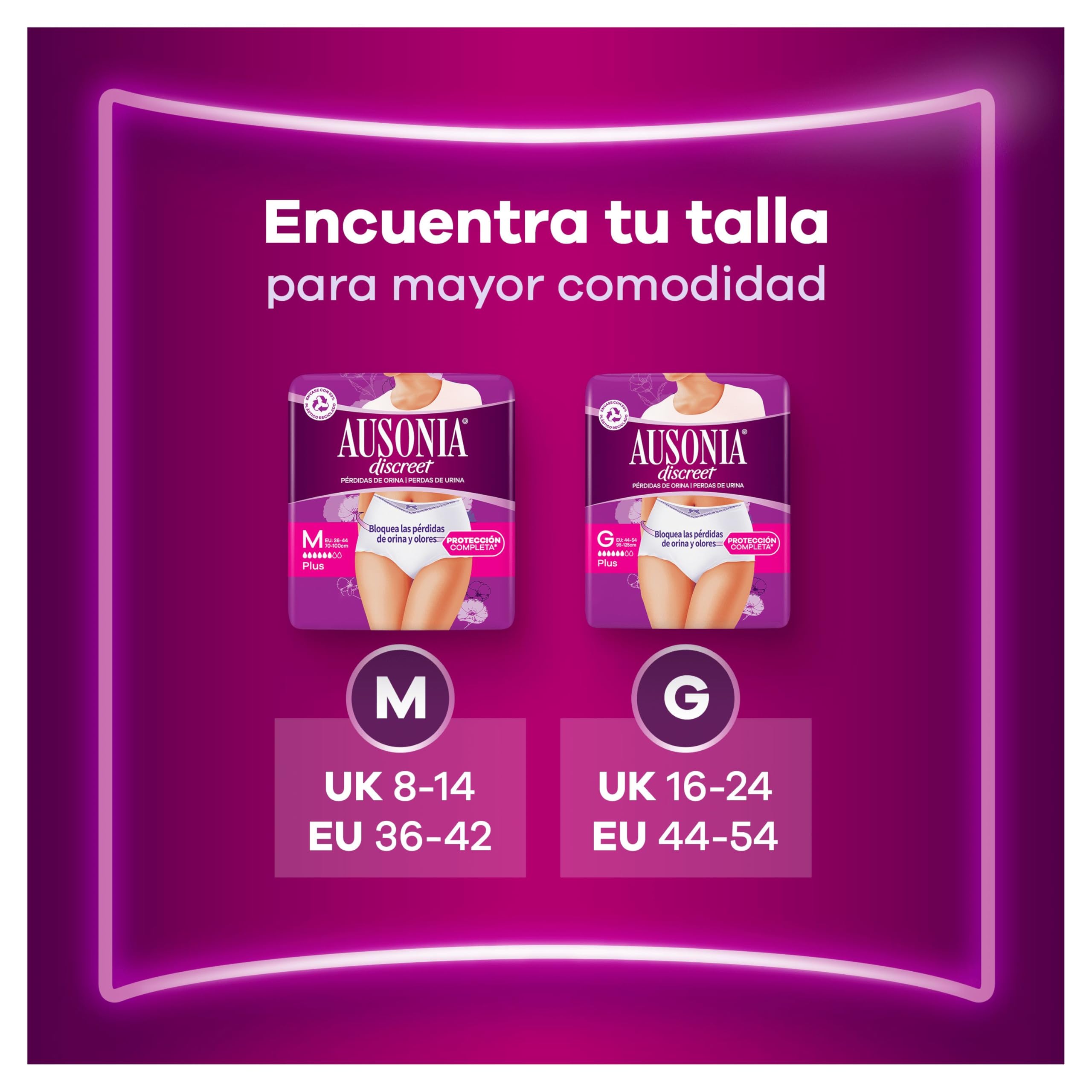 usonia Discreet Braguitas Para La Incontinencia Plus, Talla M, Pack de 18, Bloquea Pérdidas Y Olores, Cómodas Y Discretas