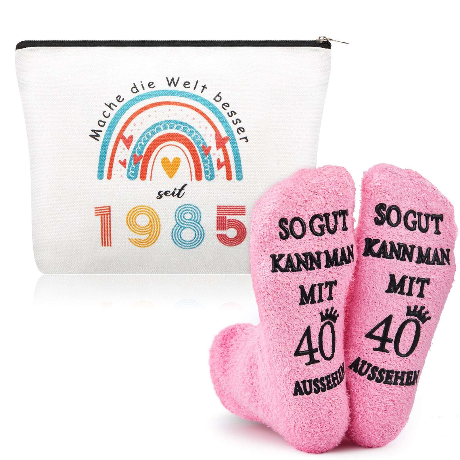 Make-up-Tasche „1983“ Zum 40. Geburtstag – Geschenk Für Frauen, Ca. 23x16x5 Cm, Aus Segeltuch