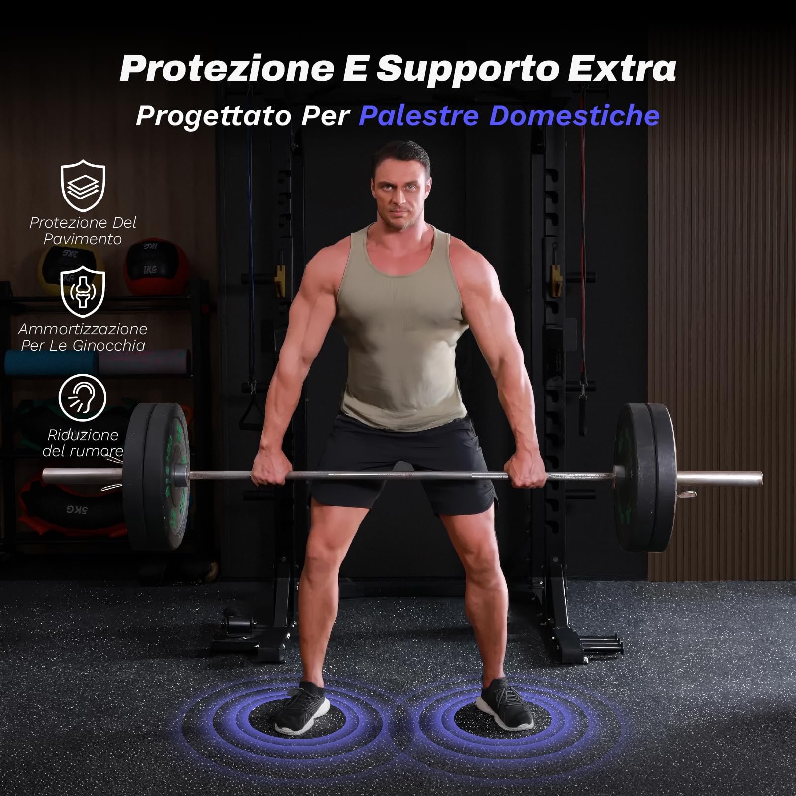 AIRHOP 12 pz 60x60x1,4cm pavimento gommato palestra, Superficie in Gomma Robusta e Extra Spessa,Tappetino Puzzle per la Protezione del Pavimento, per Palestra e Casa, tappeto palestra,4,32 m²