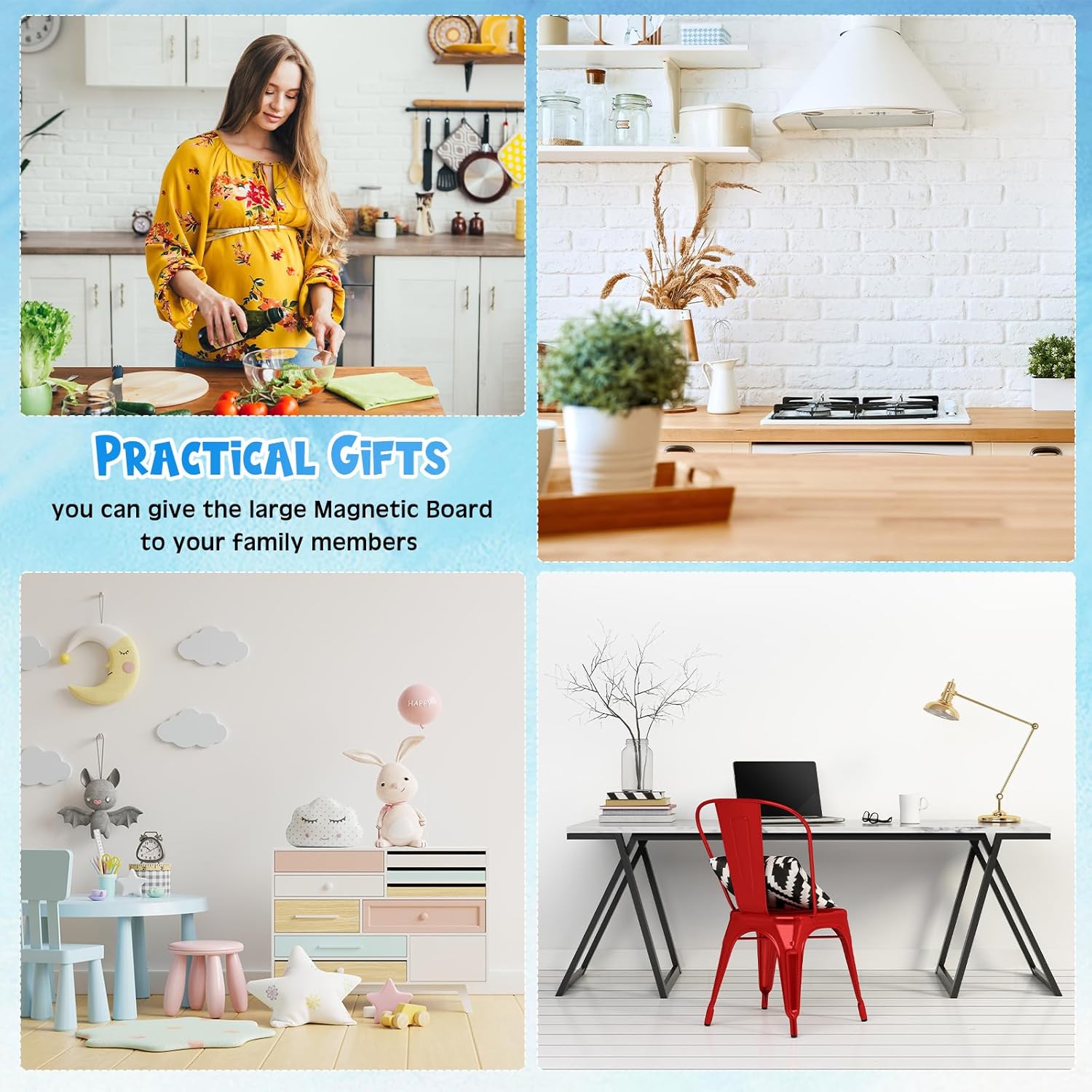 Mooliwe 6 Pieces 36 Inch Frameless Magnetic Stainless Iron Board Strips Bulletin Bar Magnetic Wall Board Memo Strip Set with 48 Pieces Colorful Magnets for School Office Home