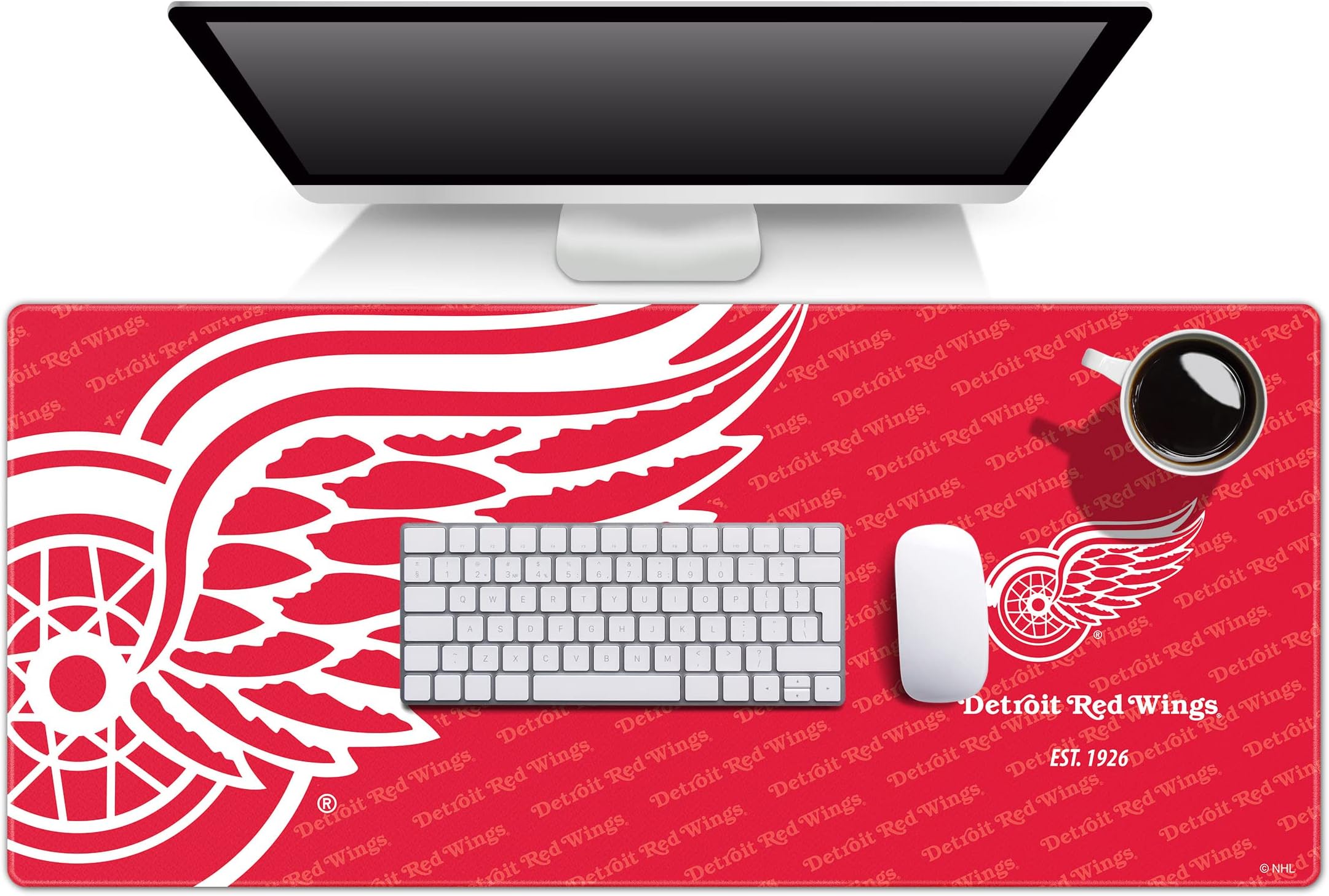 NHL Officially-Licensed Logo Series Desk Pad - Water and Stain Resistant, Heavy-Duty Non-Slip Rubber Backing - Stitched Edge, fits Under Mouse, Computer and Keyboard