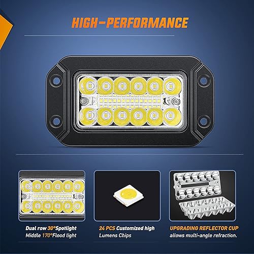 Miniatura 3 de Nilight 2 módulos de luz LED de montaje empotrado, 6 pulgadas, 39 W, luz de conducción combinada de haz de luz LED de trabajo, luz de reversa, luz