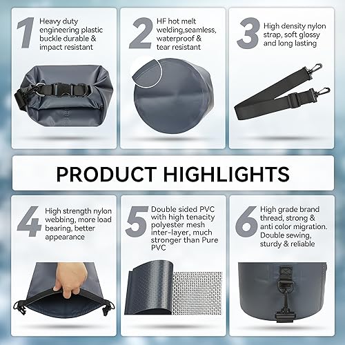 Miniatura 5 de MARCHWAY Mochila flotante impermeable de 5L10L20L30L40L, saco enrollable mantiene el equipo seco para kayak, rafting, canotaje, natación,