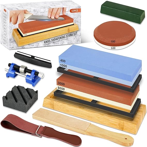 RISEMART Knife Sharpening Stones Set, Professional 400 1000 3000 8000
