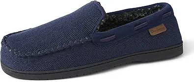 Dearfoams Men's Keaton Memory Foam Moccasin with Wide Widths Slipper