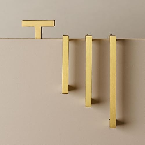 Miniatura 8 de QOGRISUN Paquete de 2 tiradores de gabinete de latón macizo, manijas cuadradas doradas, accesorios de cocina centrales de 11-14 pulgadas para