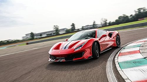 Iconic Arts Póster laminado de Supercar Ferrari 488 Pista (24 x 36 pulgadas)