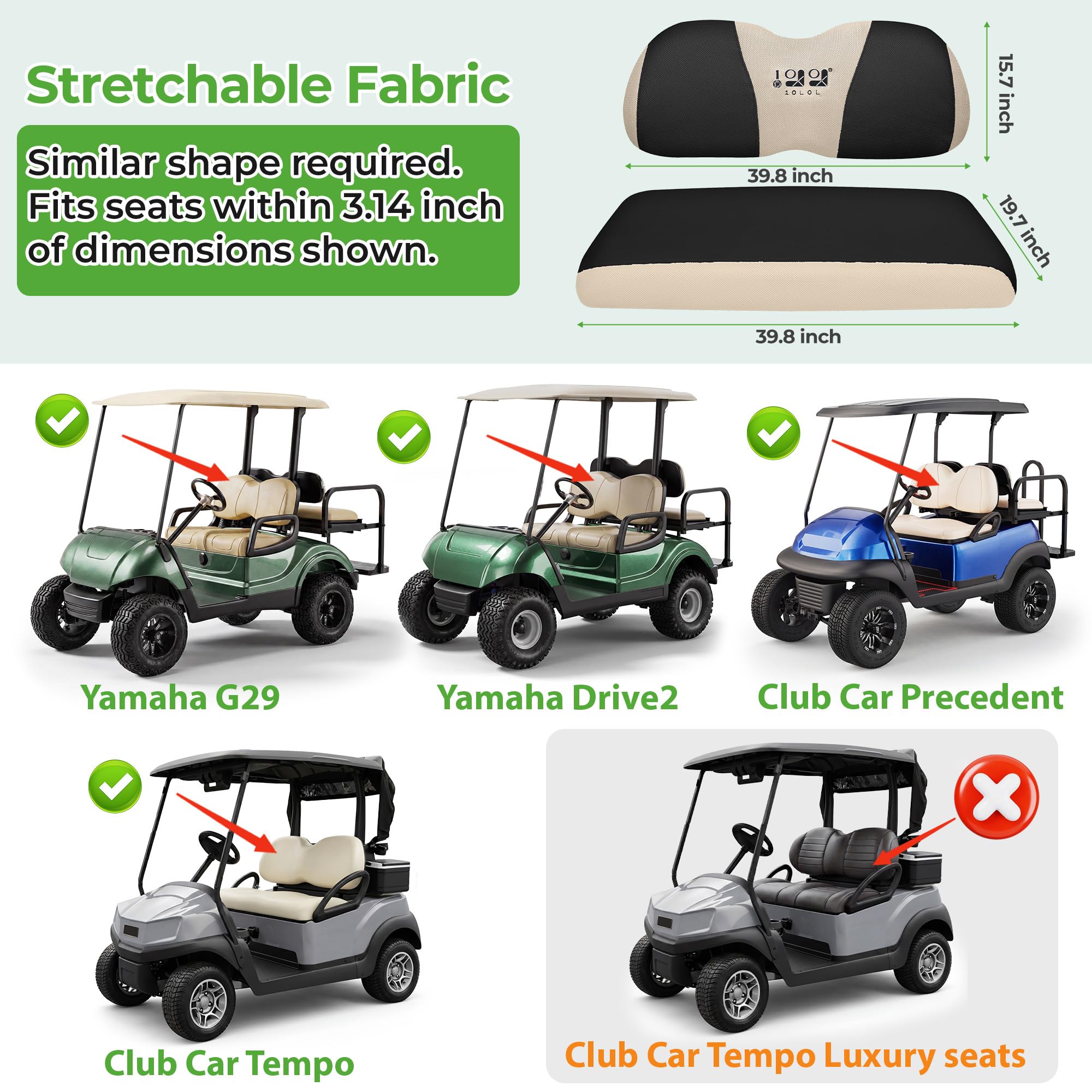 10L0L Coprisedili universali per carrelli da golf, adatti come guanti da golf e Yamaha, facili da installare