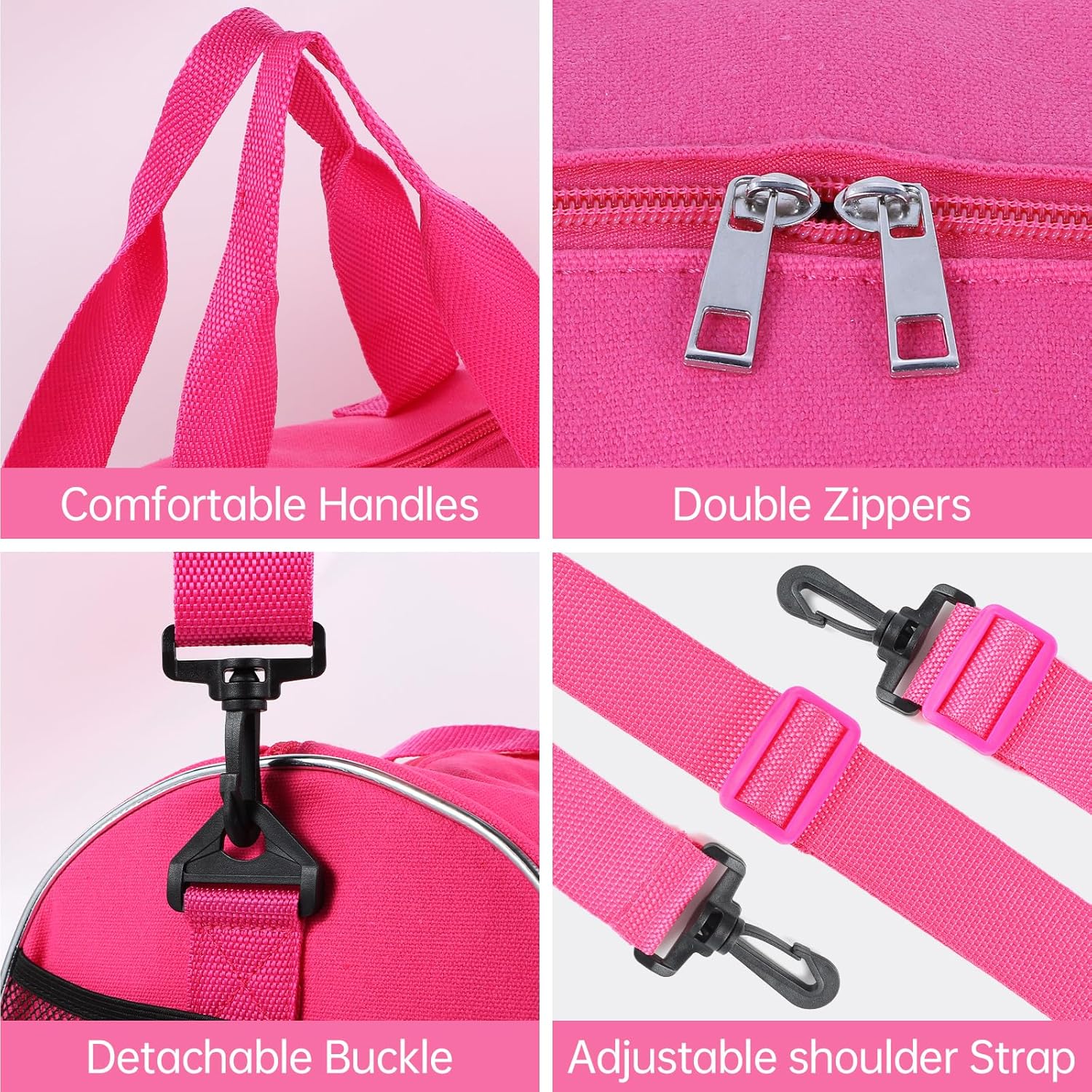 Dance Duffle Bag for Girls Sport Gym Bags Overnight Travel Bags Fun Dance Workout Duffel Bag with Adjustable Carry On and Handy Pouch for Dancers, Girls, Teens, Student Athletes (Style-2) - Image 3