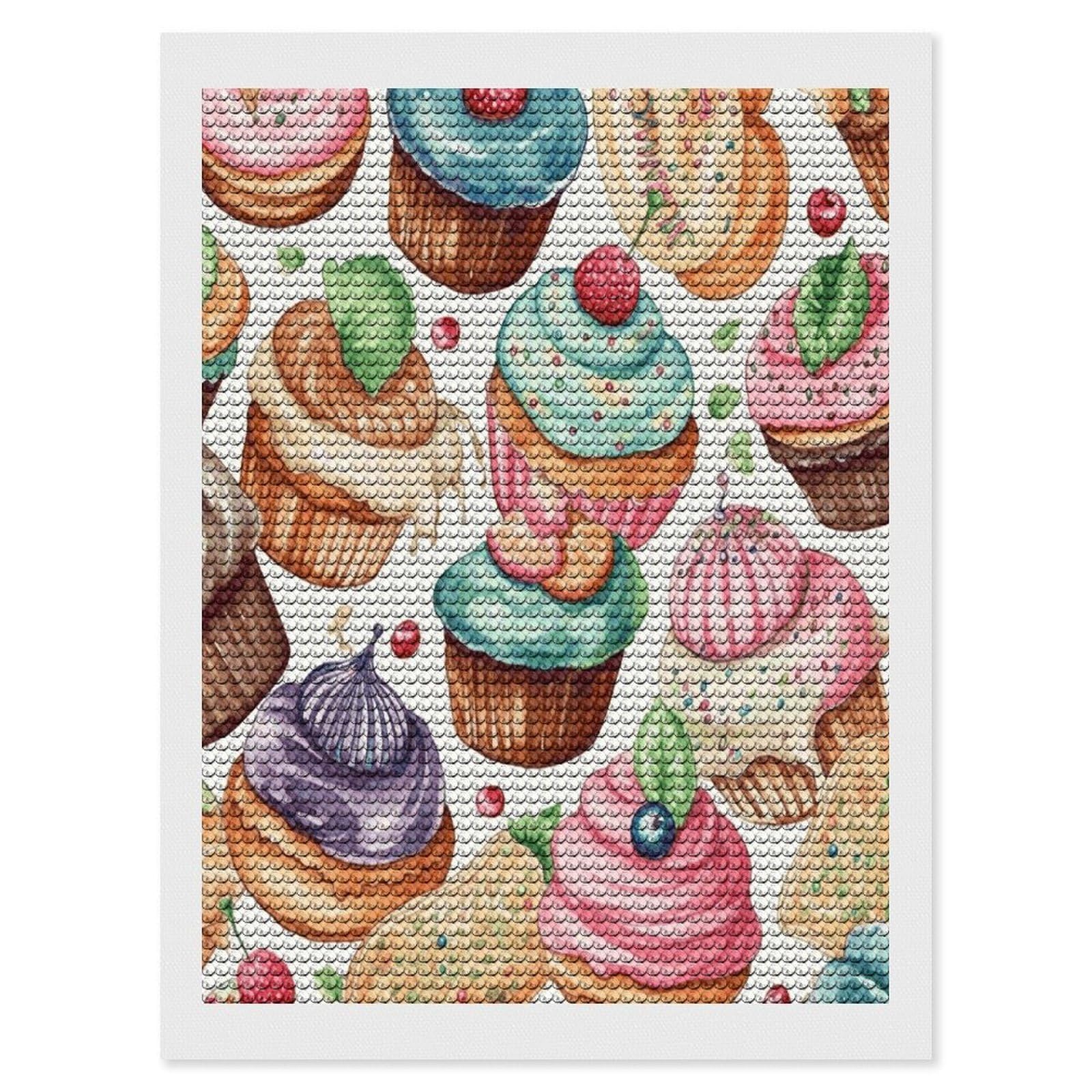 JTREHY Cupcakes Donuts Muffins Sugar Diamond Art Kits Personalized DIY Round Diamond Painting Kits for Beginner Full Drill Diamonds Dots Paintings for Adults Gem Art Crafts Home Decor