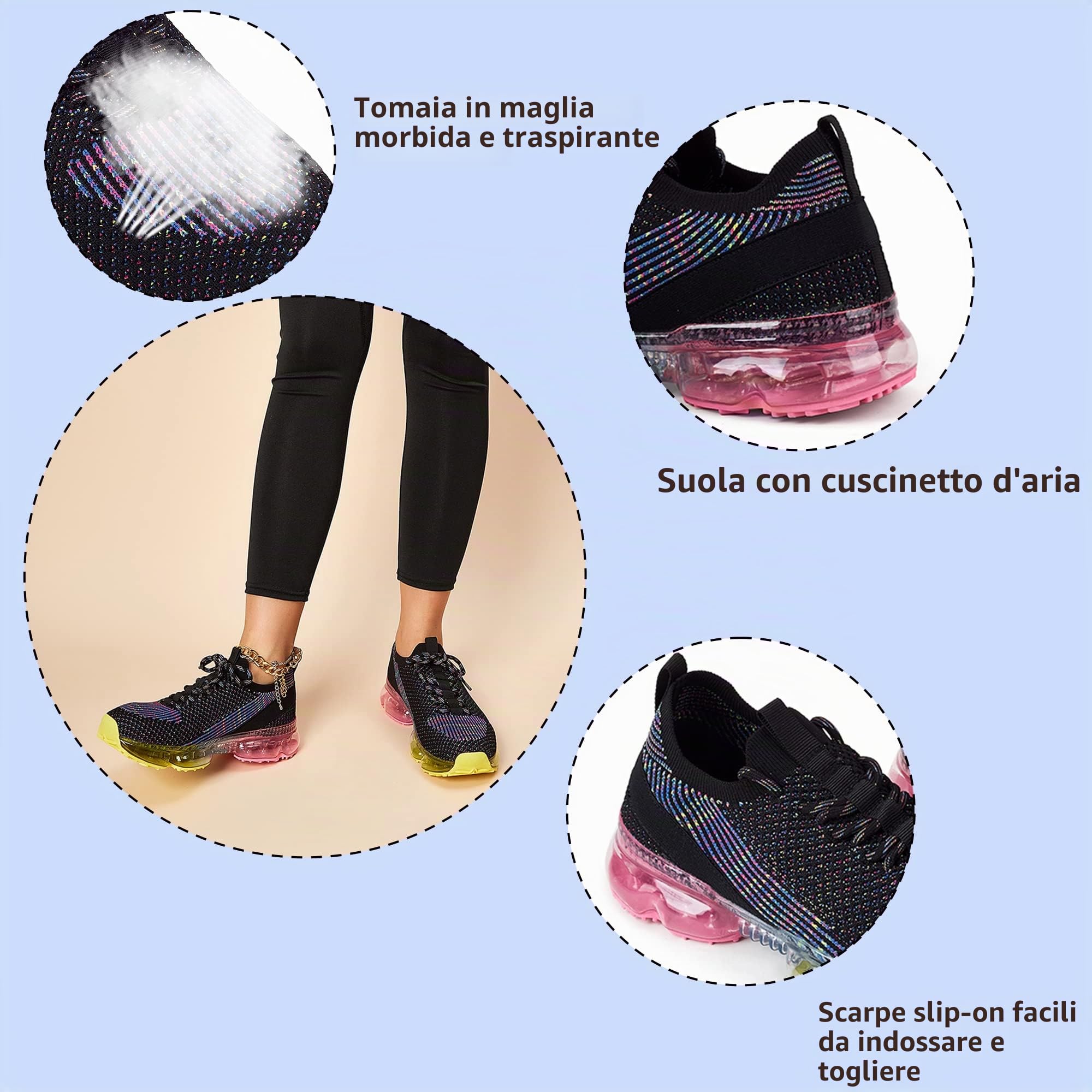 LUCKY STEP Scarpe da Ginnastica alla Moda da Donna Cuscino d'Aria Traspirante Comodo Leggero per Camminare