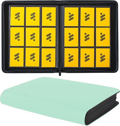 Miniatura 15 de Carpeta de tarjetas con 9 bolsillos, carpeta de tarjetas intercambiables con capacidad para hasta 360 tarjetas con 20 fundas, álbum con cremallera