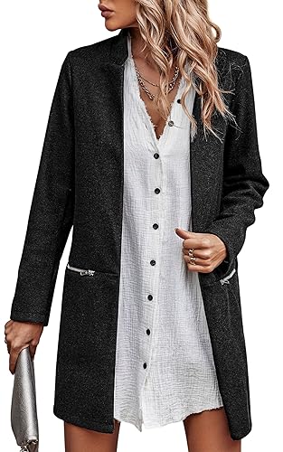 Women’s Coat, Long Sleeve Stand Collar Cardigan Mid-Long Open Front