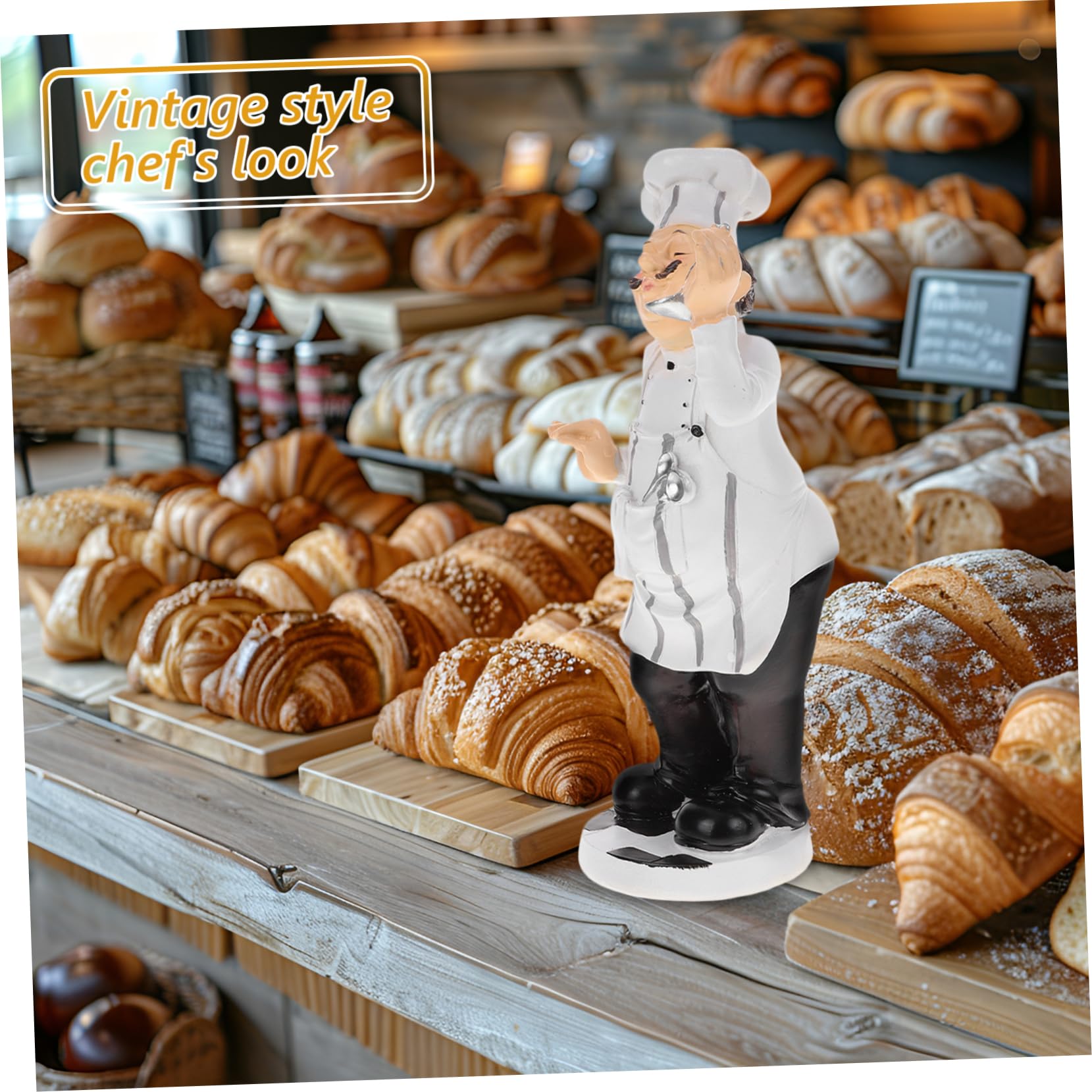 Amosfun Chef Figura Divertente e Stabile Miniatura e Statuetta in Resina Stile Europeo per Decorazione Casa e Ristorante Adatta per Tavoli e Ambienti Cucina Tavoli Ambienti Cucina