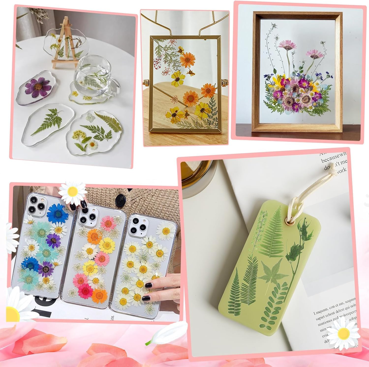 210 Pcs Dried Pressed Flowers for Resin, Dried Pressed Flowers for Crafts, Bulk Natural Dried Flowers Kit with DlY Butterfly Stickers&Tweezers for Resin Molds, Candles, Soap,Jewelry Making, Art Crafts - Image 6