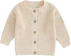 Cardigã feminino para bebês e recém-nascidos, manga comprida, com botões, casaco de outono