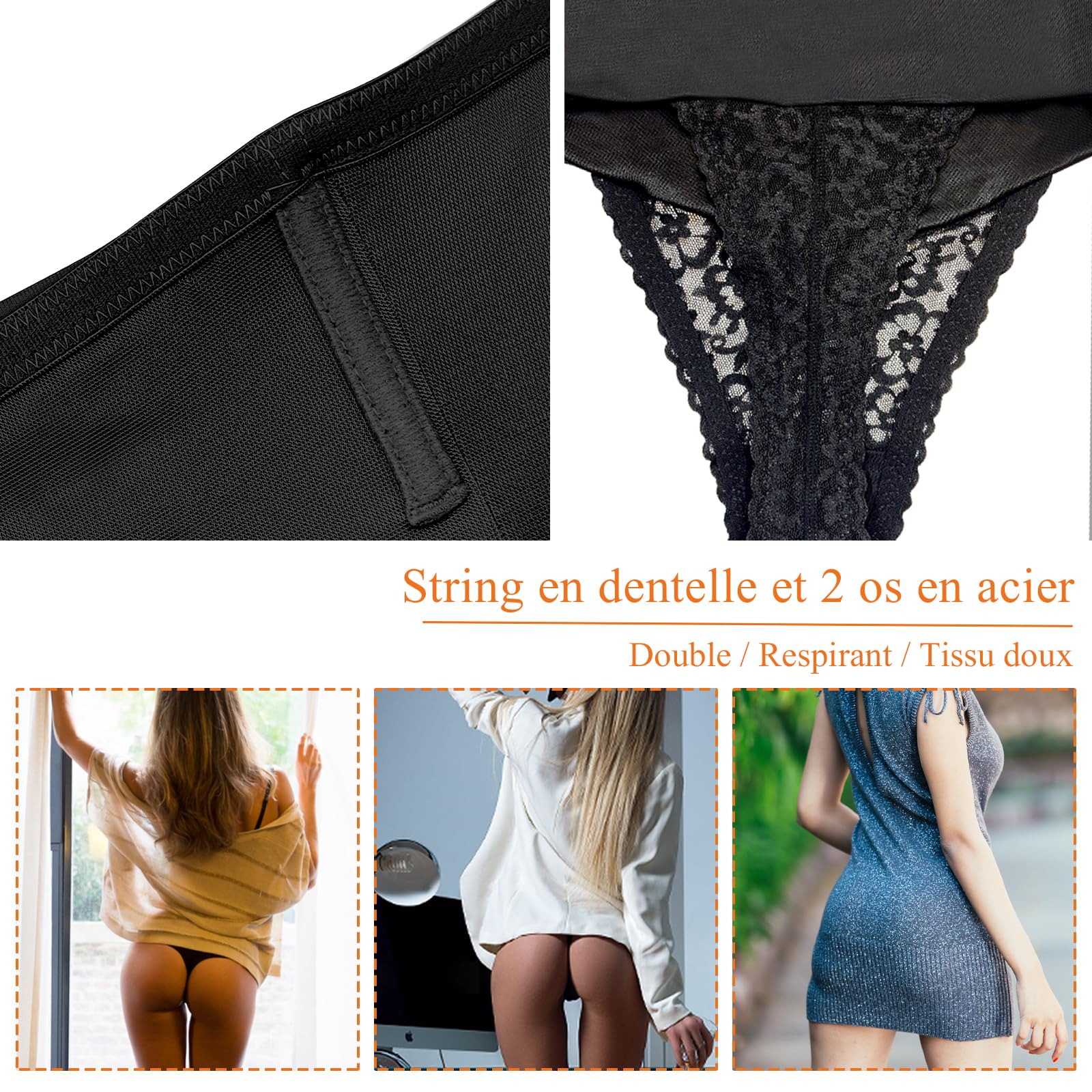 YARRCO String Gainante Ventre Plat Invisible Check Check 22