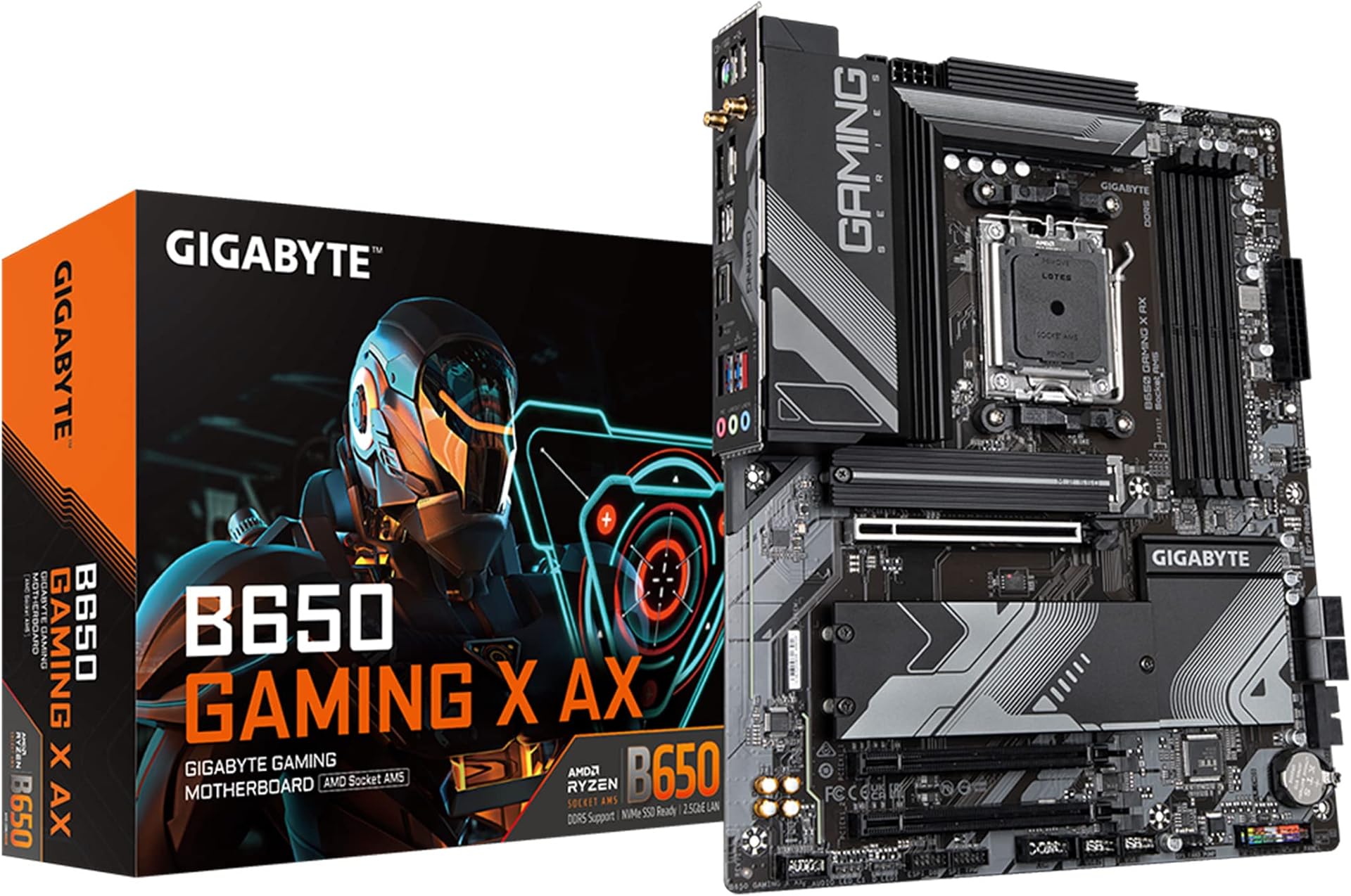 Gigabyte GIGABYTE B650 Gaming X AX (AM5/ LGA 1718/ AMD/ B650/ ATX/ 5-Year Warranty/ DDR5/ PCIe 4.0 M.2/ PCIe 4.0/ USB 3.2 Gen2x2 Type-C/AMD Wi-Fi 6E/ Realtek 2.5GbE LAN/Motherboard)