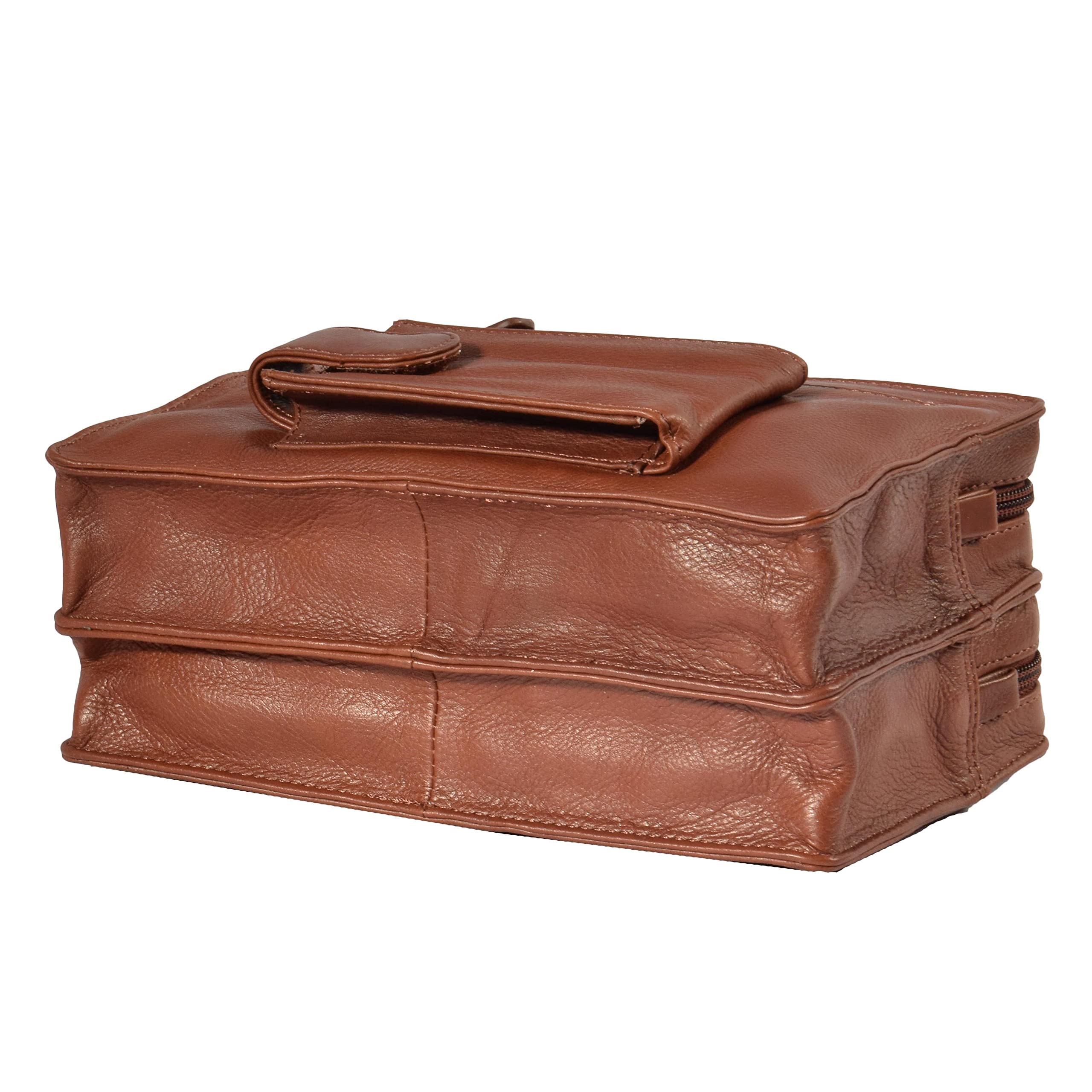 DR378 - Custodia da polso in vera pelle, colore: Marrone, Marrone, Medium