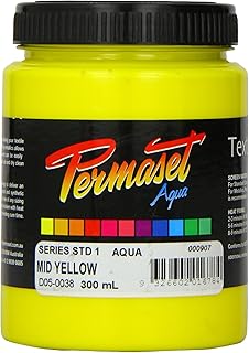 Permaset Aqua - Tinta para serigrafía textil (300 ml, ecológico, tinta amarilla)
