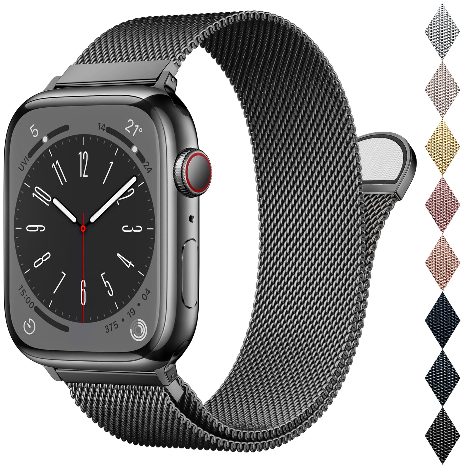BELONGME Mesh Metal Loop Compatible with Apple Watch Band 40mm 41mm 38mm 42mm Series 11 10 9 8 7 6 5 4 3 2 1, SE 3 2 1 Women Men, Stainless Steel