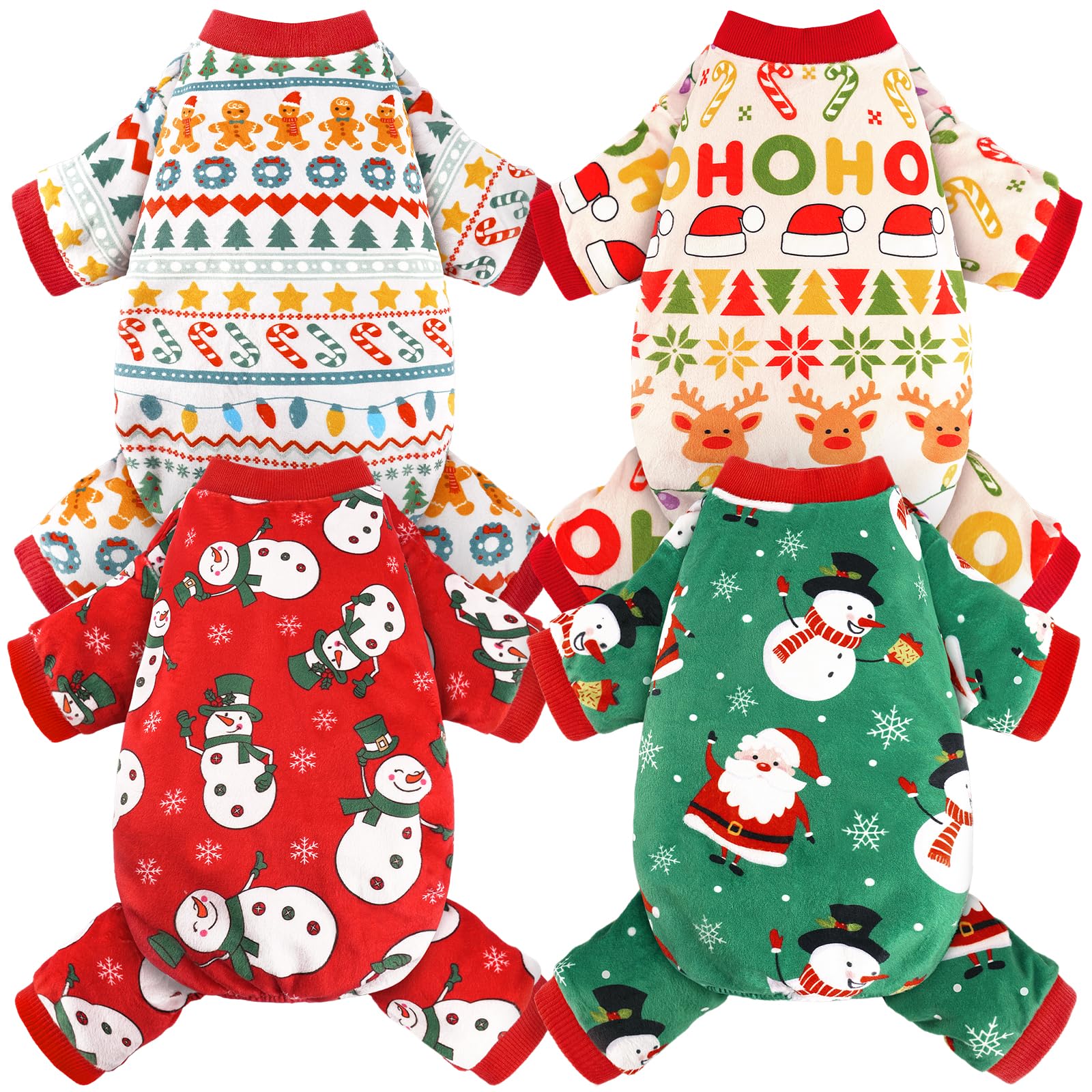 4 Pack Dog Pajamas Soft Lightweight Dog Recovery Suit Onesie Clothes for Small Medium Large Female Pet Boys Girls Dogs Cats (L (Back: 12.5",Chest: 17", Neck: 10.2"), Christmas Styles)
