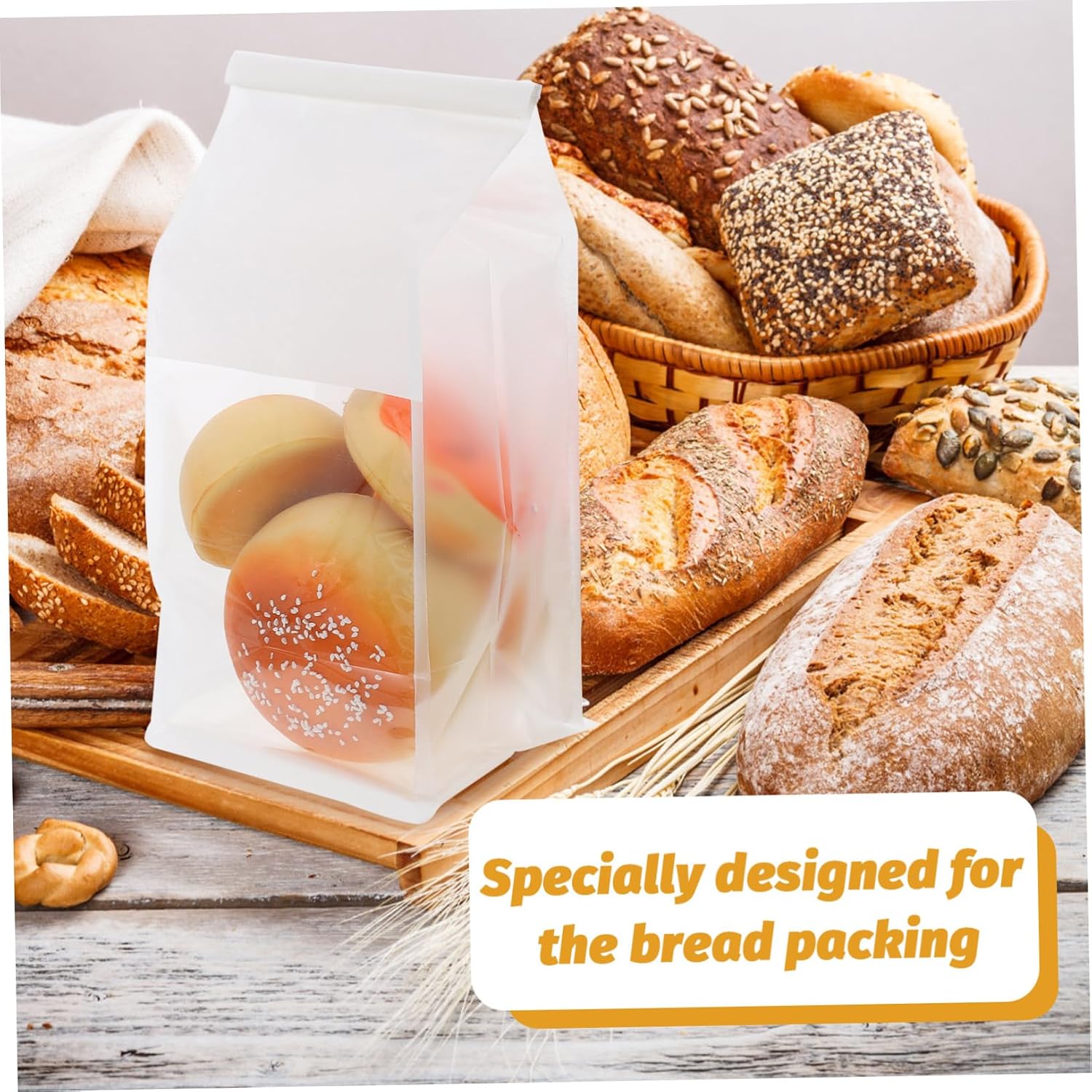 50pcs Baking Bread Bags Toast Packaging Pouches Reusable Sandwich Bags Kraft Paper Cookie Storage Homemade Bread Portable Dessert Accessory