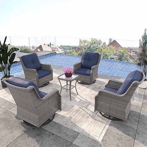 5 Pieces Patio Furniture Set, 4 Sets of High Back