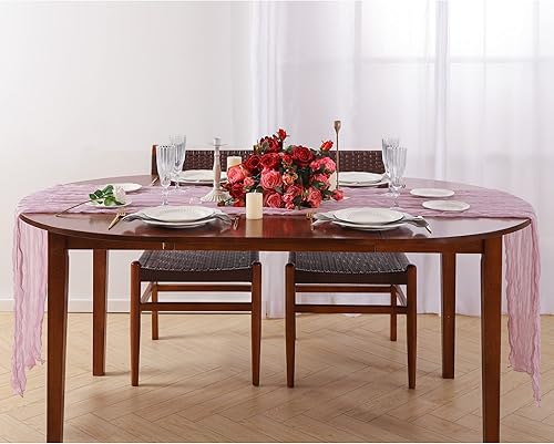 Miniatura 7 de Camino de mesa de gasa de 10 piezas, camino de mesa de gasa transparente de 10 pies a granel para fiestas de vacaciones, despedidas de soltera,