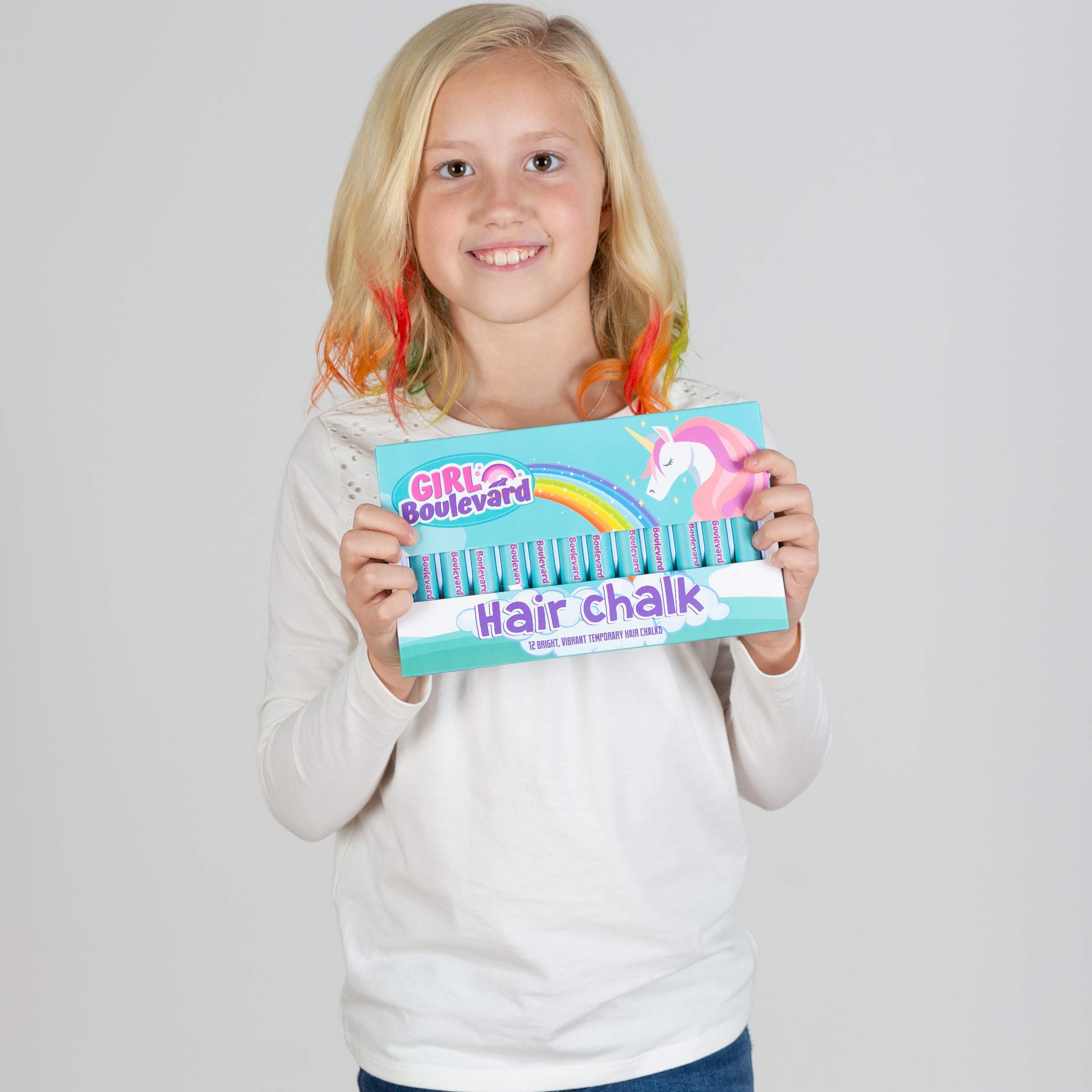 Girl Boulevard Hair Chalk for Kids 12Color Washable Hair Dye for