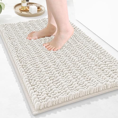 Arotive - Alfombra para el baño de felpilla, extrasuave, gruesa, absorbente, peluda, antideslizante, lavable en lavadora, apta secadora, afelpada,