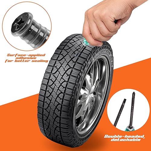 Miniatura 6 de Juego de 60 clavos de goma para reparación de neumáticos, tapones de tornillo de neumáticos al vacío, herramienta de reparación rápida de neumáticos