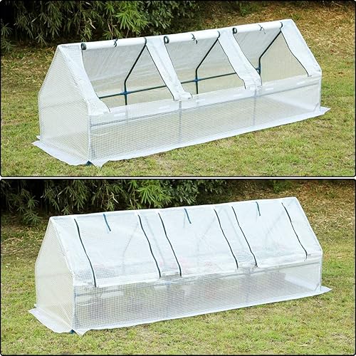 Miniatura 6 de YOLENY Mini invernadero de 95 pulgadas de ancho x 32 pulgadas de profundidad x 32 pulgadas de alto, casas verdes portátiles para exteriores de
