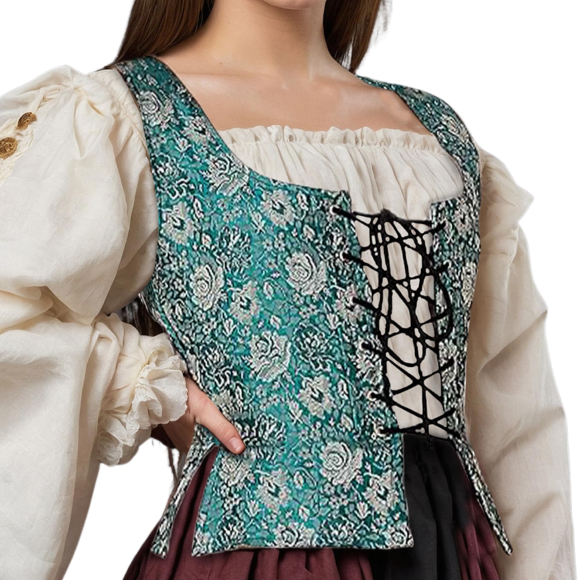ThePirateDressing Costume da Pirata Medievale Travestimento da Pirata Rinascimentale Reversibile - Multicolore - Large