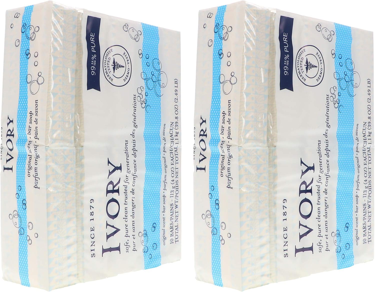 Ivory Original 10-Count: Bath Size Bars (4 Oz), 38.8 Ounce (Pack of 2)