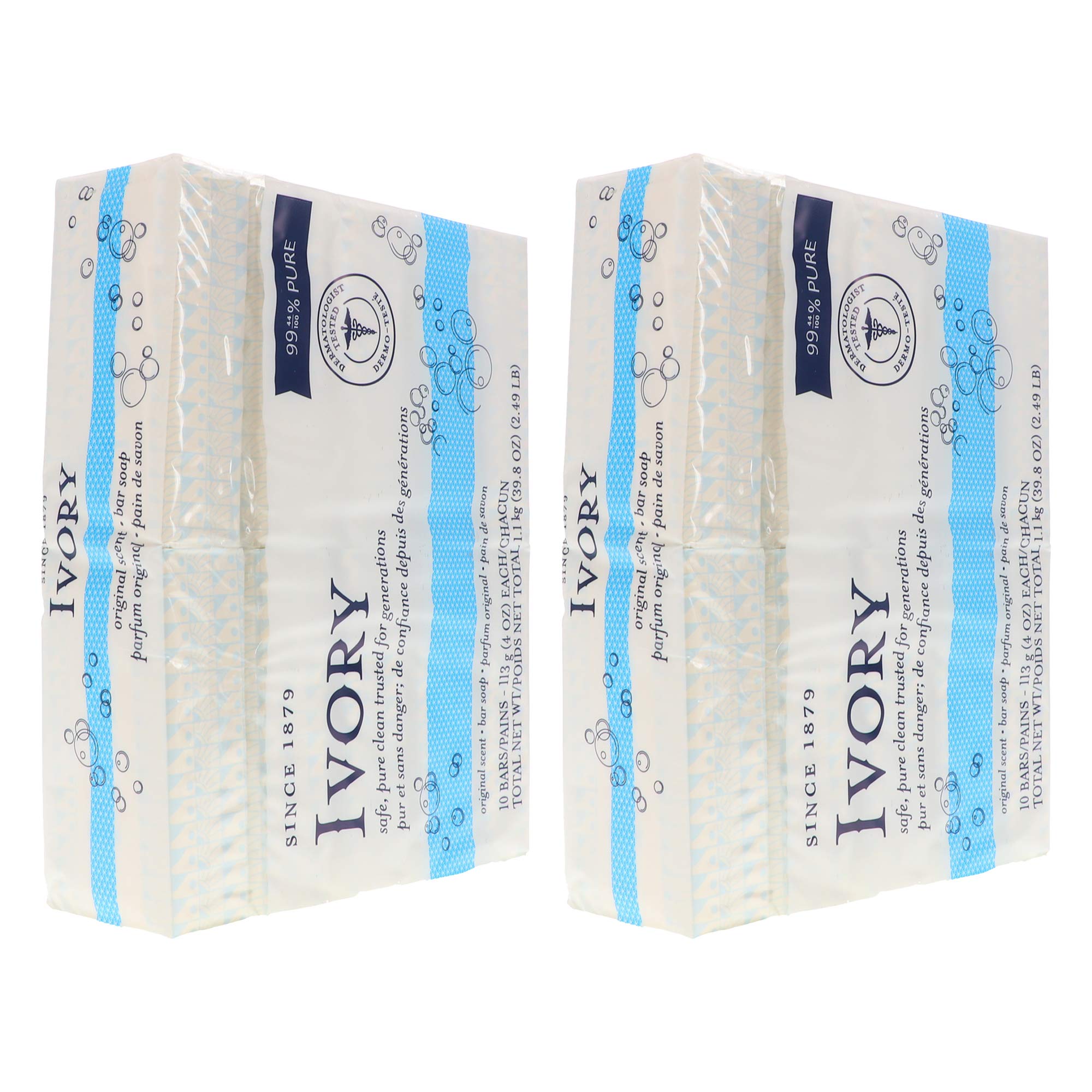 Ivory Original Bar Soap, Bath Size 10-Count, 4 oz Bars, Pack of 2
