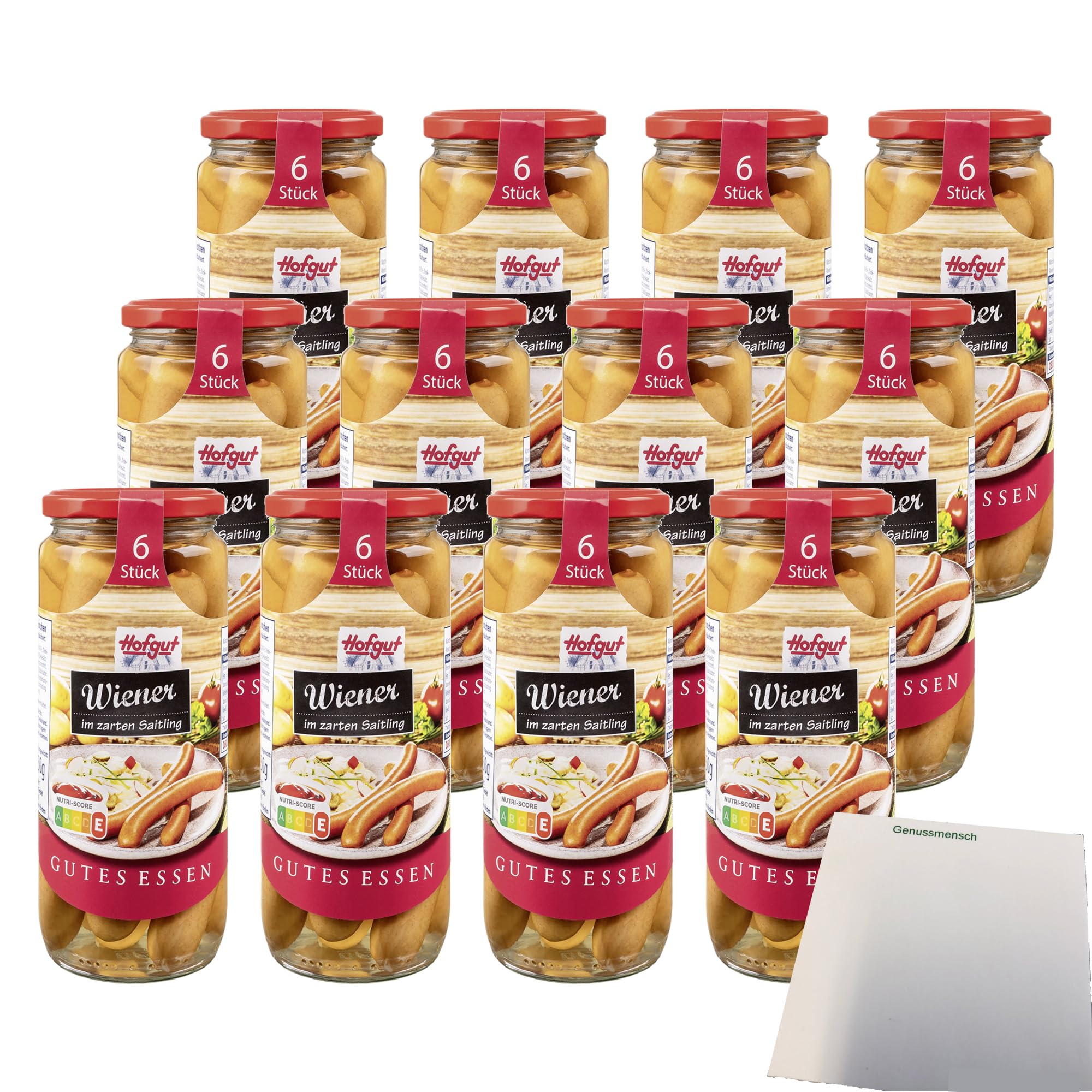 usy Bundle für Hofgut Wiener Würstchen im Saitling VPE (12x250g Glas) + usy Block