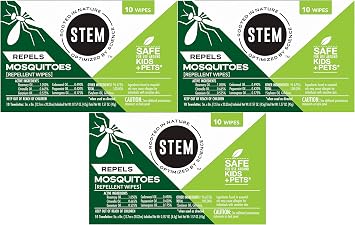 Stem Repels Mosquitoes Mosquito Repellent Wipes with Botanical Extracts, 30 Count