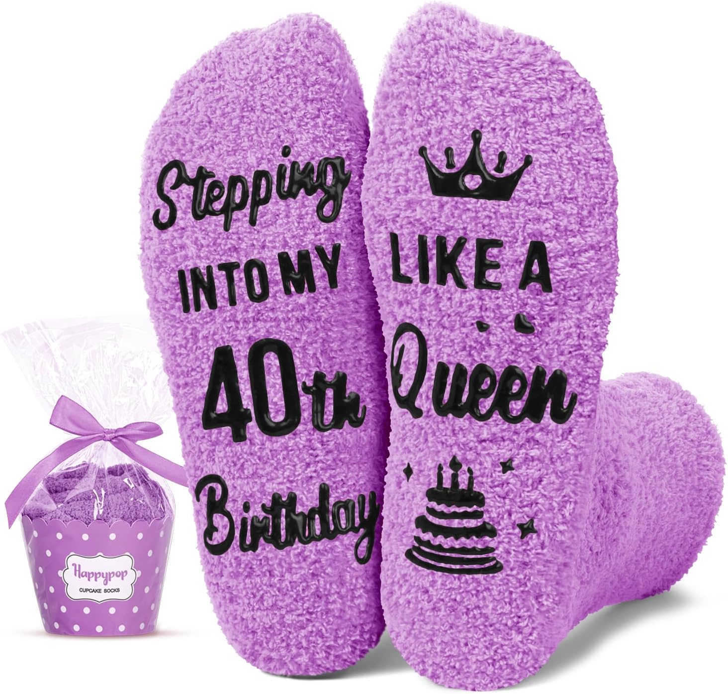 HAPPYPOP Birthday Gifts Socks for Women - 40 60 70 Birthday Gifts Socks in Purple