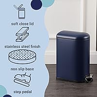 Vista 52 de happimess HPM1009C Roland Mini 2.6-Gallon Step-Open Trash Can with Soft-Close Lid, Modern, Minimalistic, Fingerprint Proof for Home, Kitchen, White