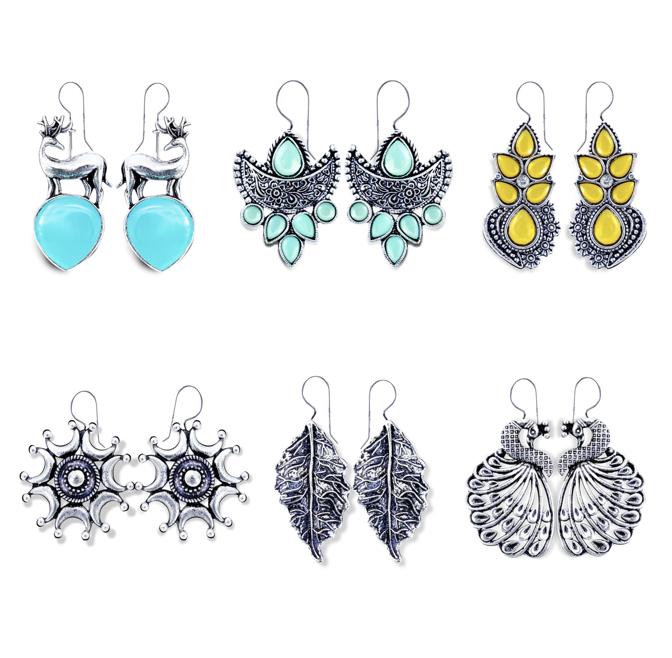 FUBS Set of Jaipuri Oxidized Earrings Combo - with Free Oxidized Bracelet and Love Note - Gift for Girlfriend (I love you forever and ever) (B0D95T62TW) Amazon Price History, Amazon Price Tracker