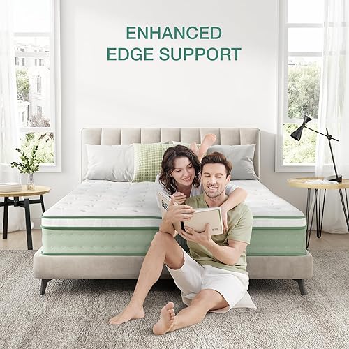 Miniatura 4 de Novilla Colchón híbrido tamaño King de 10 pulgadas, colchón híbrido de firmeza media con espuma segura certificada y resortes interiores envueltos