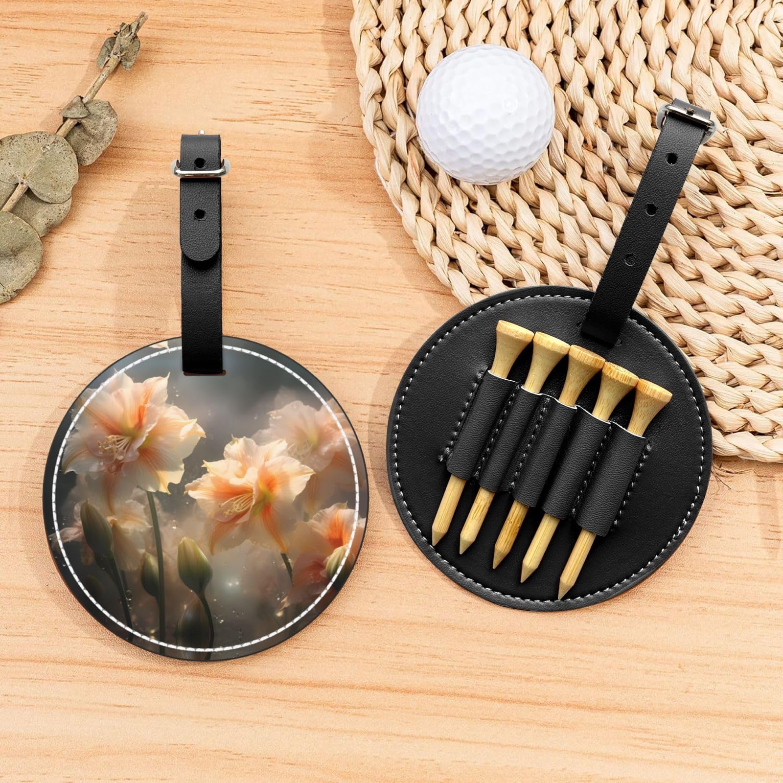 Bouquet with Water Drops Black Golf tee Storage Bag - Durable and wear-Resistant Golf Accessories