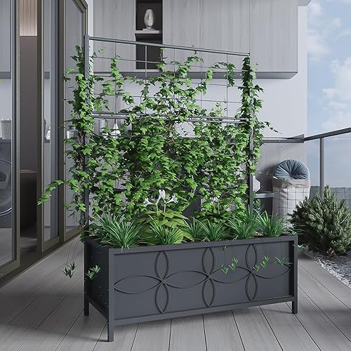 Miniatura 8 de Zhongma Metal Planter with Trellis Raised Bed with Trellis for Vine Climbing Plants Flowers(12.8 x 35.43 x 74 in), 74 Inch Height Privacy Screen