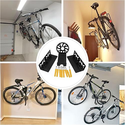 Vista 8 de MZYRH Soporte de pared resistente para bicicleta, acero inoxidable, 1 paquete, negro